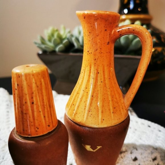 Vintage MCM Cruet Set Oil and Vinegar Salt and Pepper Set - Picture 13 of 13